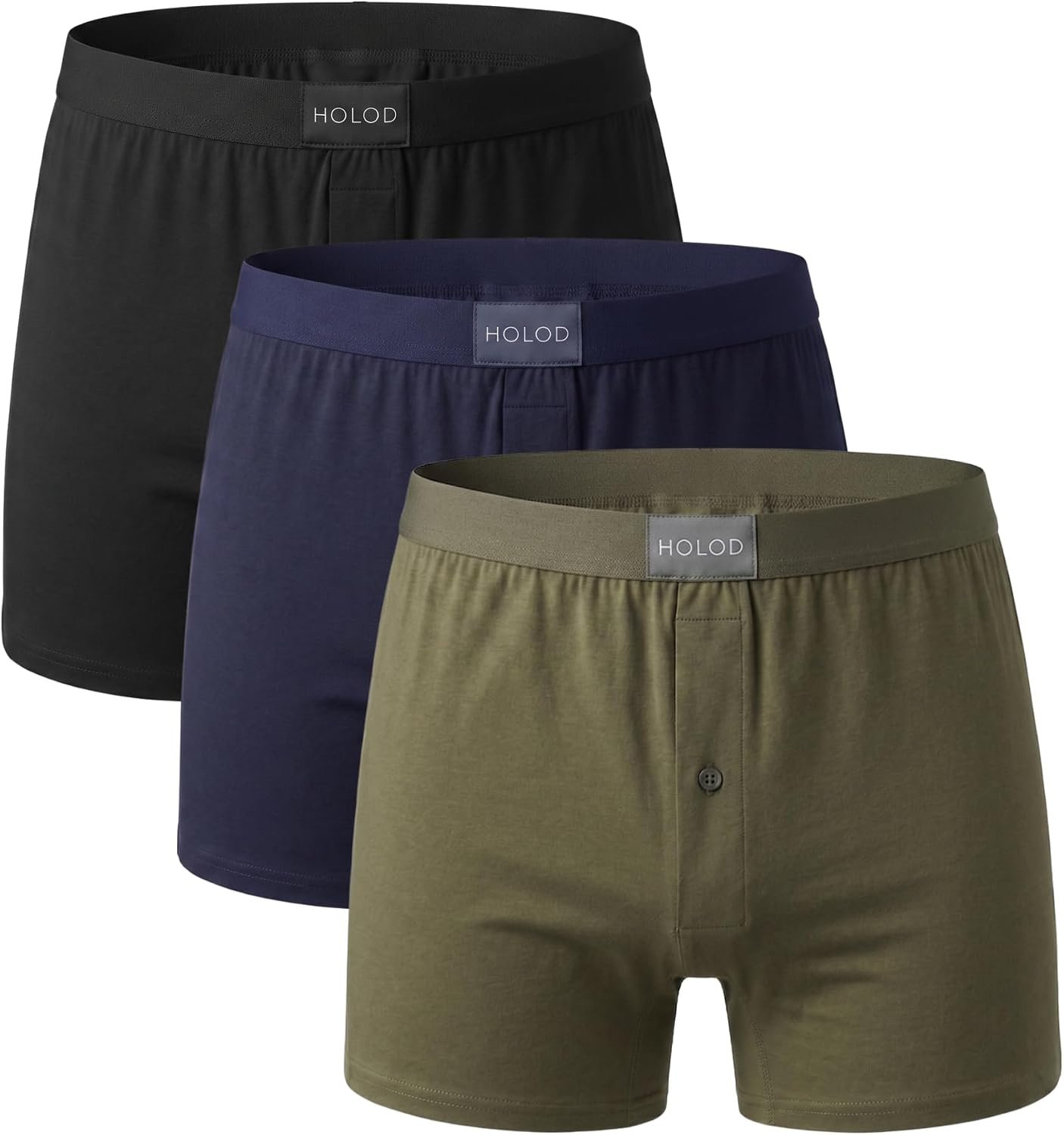 HOLOD Men’s Boxer Shorts 3-Pack – 95% Organic Cotton 5% Elastane – Breathable, Stretch Premium Underwear