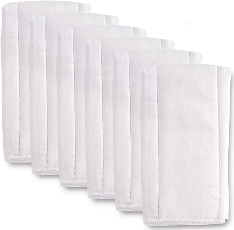 6 Ply Cloth Diapers Burp Cloth, Fasoar Thick Washable Absorbent Cotton Diaper for Babies and Toddlers Multi-Use 6/10/12 Count