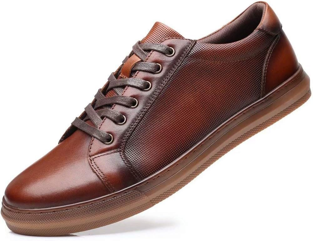 Arkbird Casual Sneakers, Breathable Lace-Up Leather Walking Shoes Comfortable Fashion Sneakers for Men Daily Work