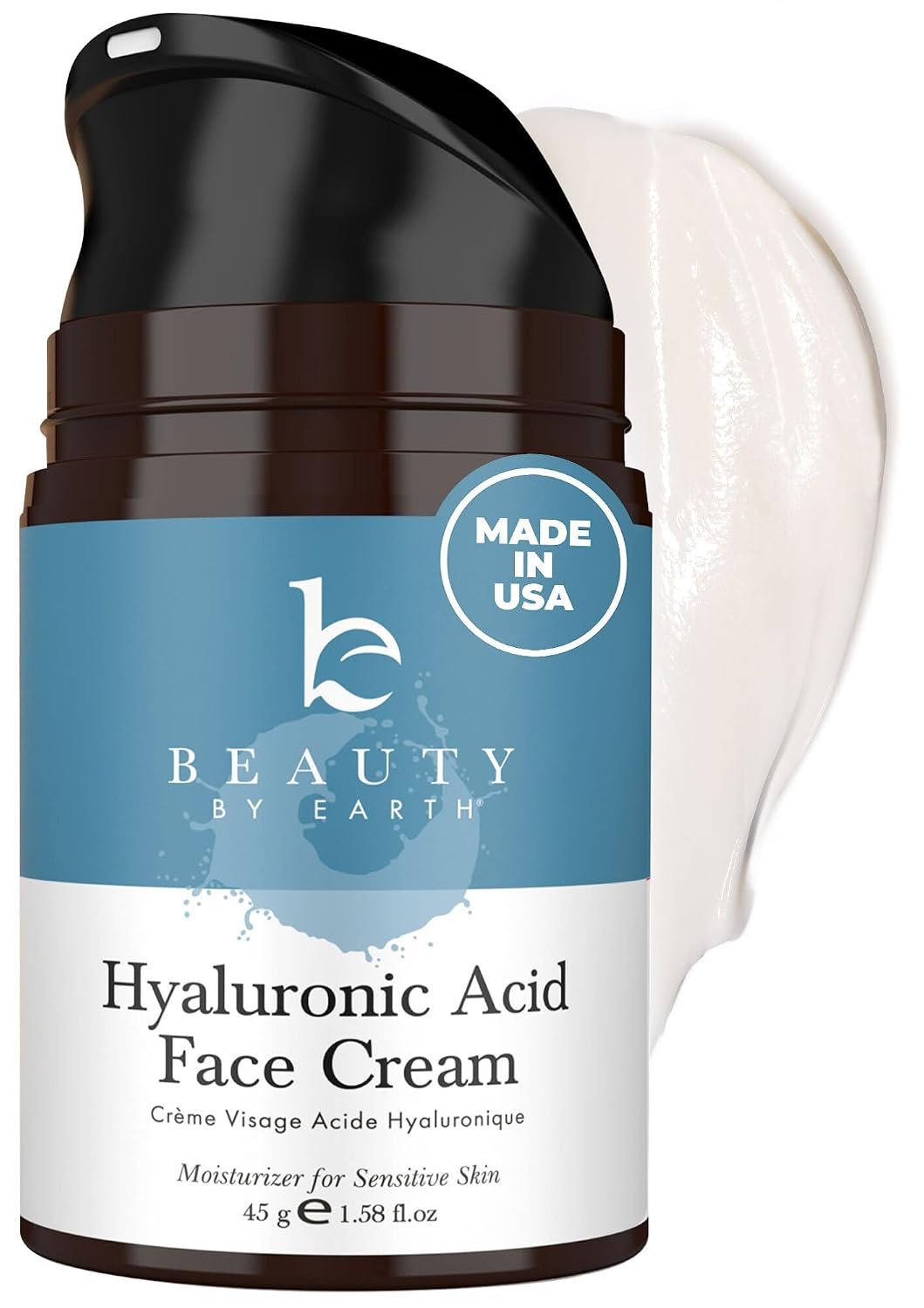 Beauty by Earth Hyaluronic Acid Moisturizer for Face – USA Made | Organic & Natural Ingredients, Hydrating Anti Aging Face Moisturizer for Dry Skin with Glycerin & Vitamin E