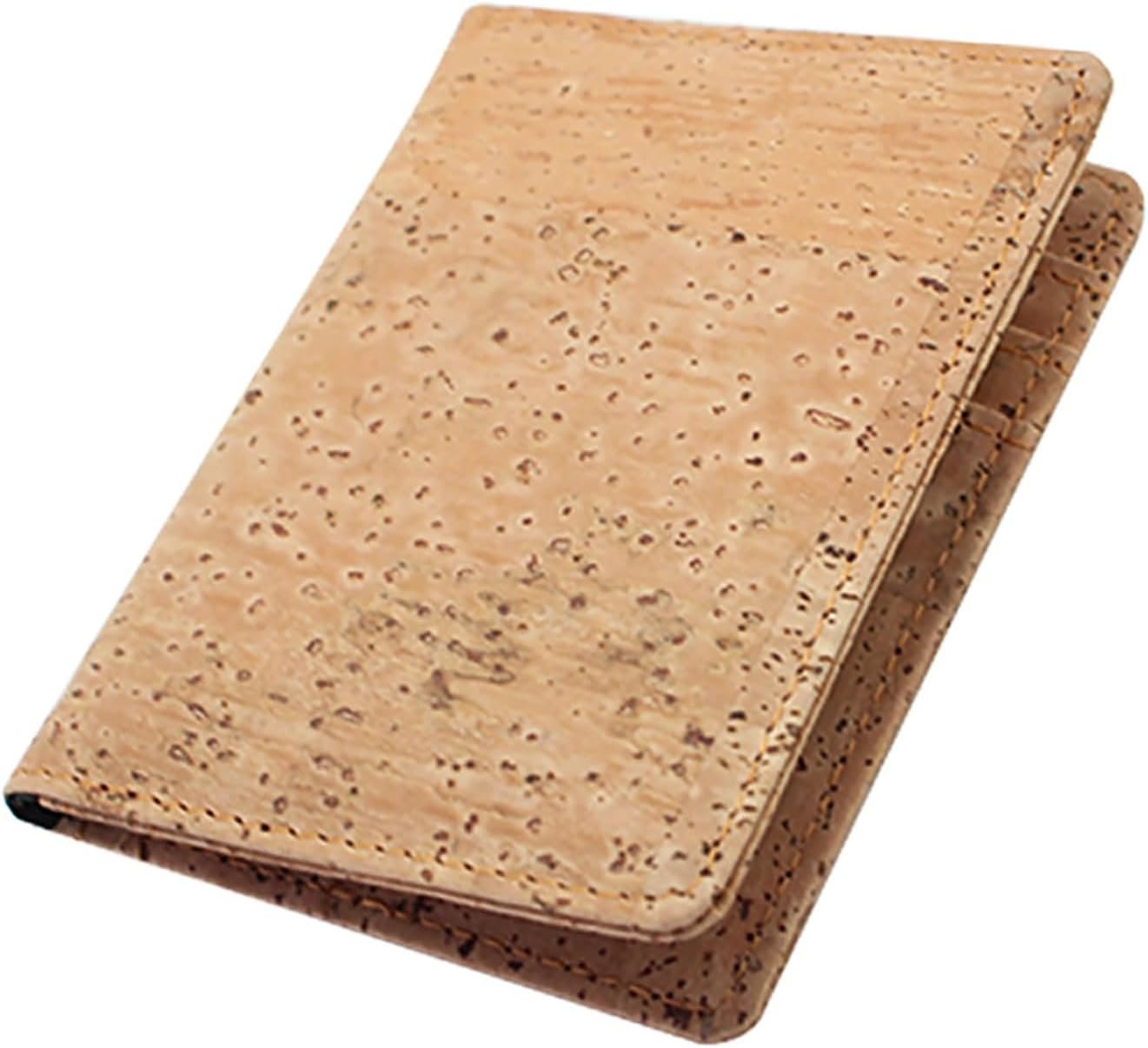 boshiho Credit Card Holder, Vegan Cork Ultra Slim Wallet ID Card Case Unique Vegan Gift (Tan)