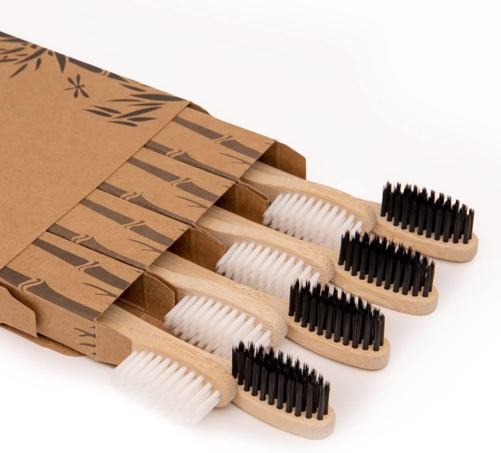 Virgin Forest Bamboo Toothbrushes 8pk, Soft BPA Free Eco Biodegradable for Adults & Kids