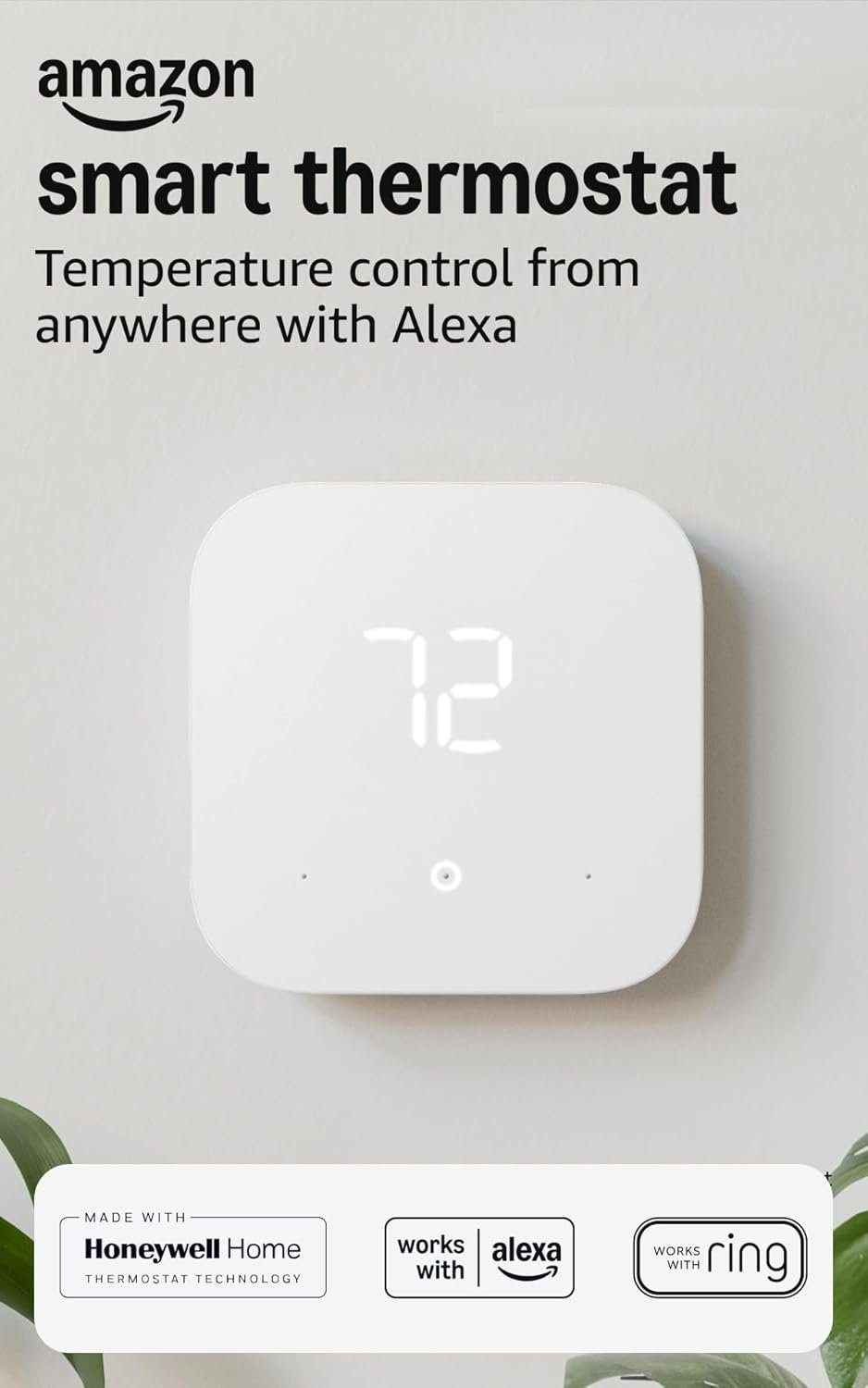 Like-New Amazon Smart Thermostat – Save money and energy – Works with Alexa and Ring – C-wire required