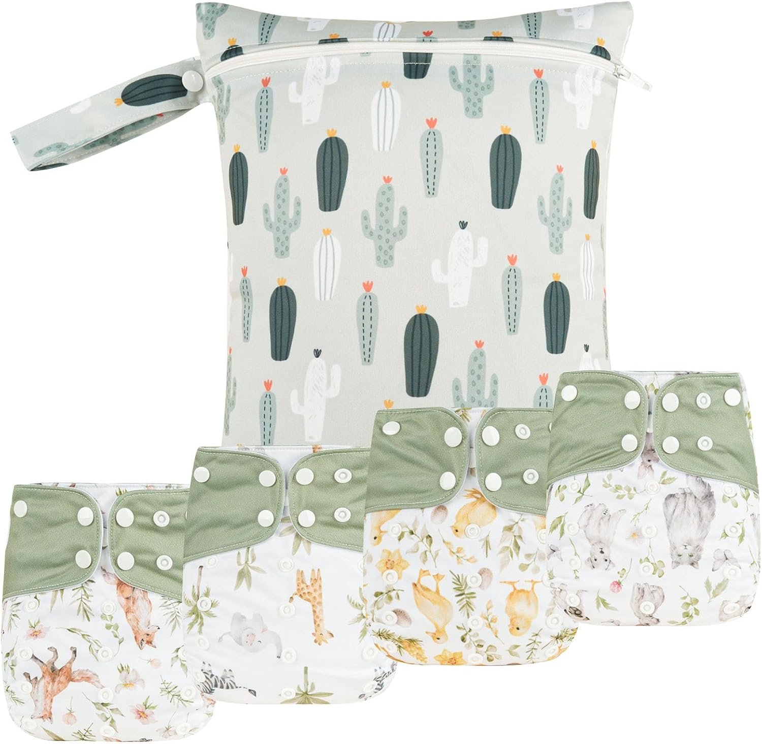 HappyFlute 9 Sets Newborn Baby Cloth Pocket Diapers Adjustable Reusable | One Wet Bag+4Diapers and 4Inserts For Baby Boys and Girls(6-33 pounds,0-3 years)