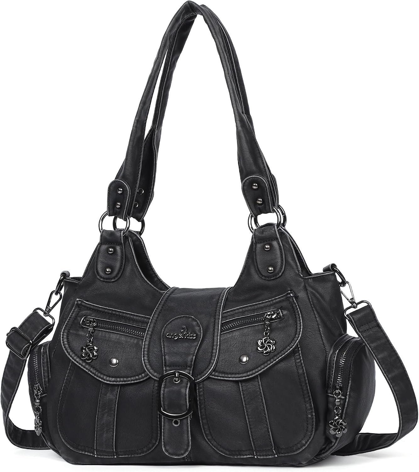 Angel Kiss Hobo Bags for Women Vegan Leather Shoulder Purses and Handbags Ladies Roomy Tote Bags Purse with Crossbody Strap