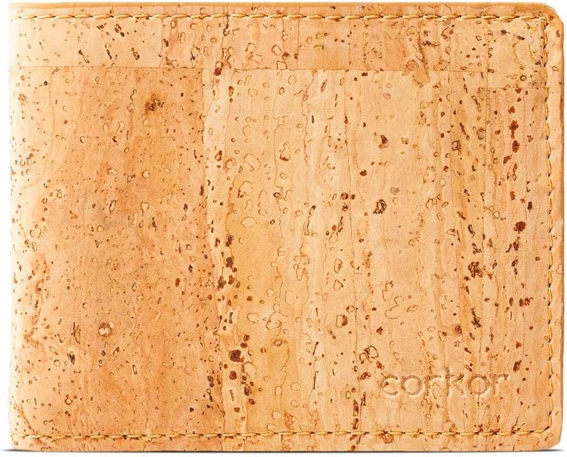 Cork Bifold Wallet for Men – RFID Safe – Vegan Leather – Natural Cork – Environment Friendly – Brown