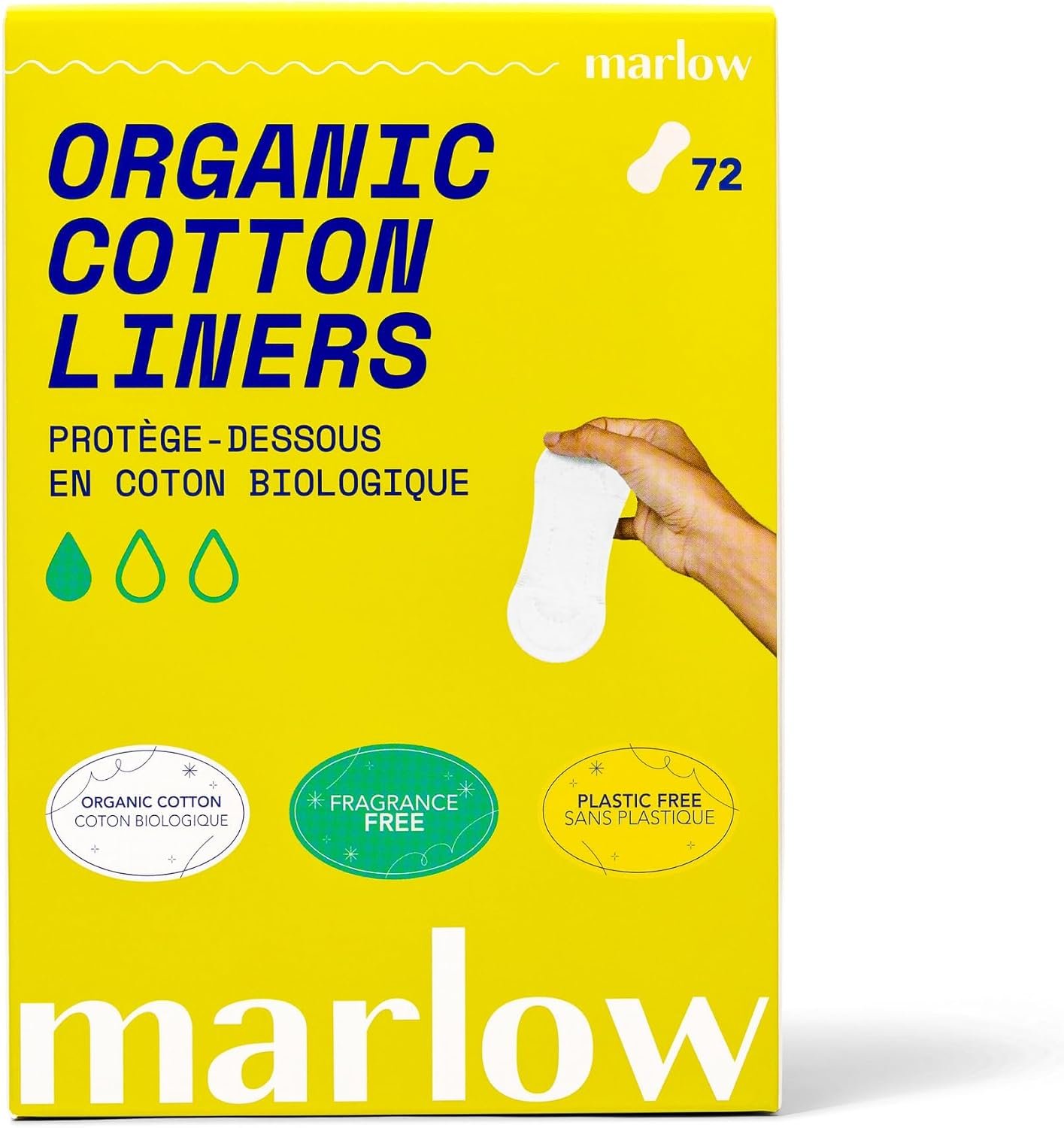 Marlow | Organic Cotton Top Sheet Liners | Plastic & Toxin Free | 72 Count