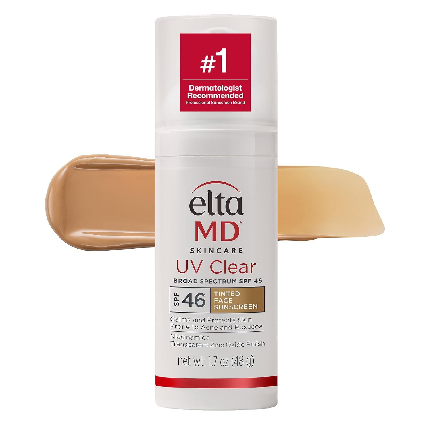 EltaMD UV Clear Face Sunscreen with Zinc Oxide, Oil-Free, SPF 46 and SPF 50 | Calms and Protects Acne-Prone Skin and Rosacea, No White Cast, Dermatologist Recommended, Available in Three Tints and Sizes