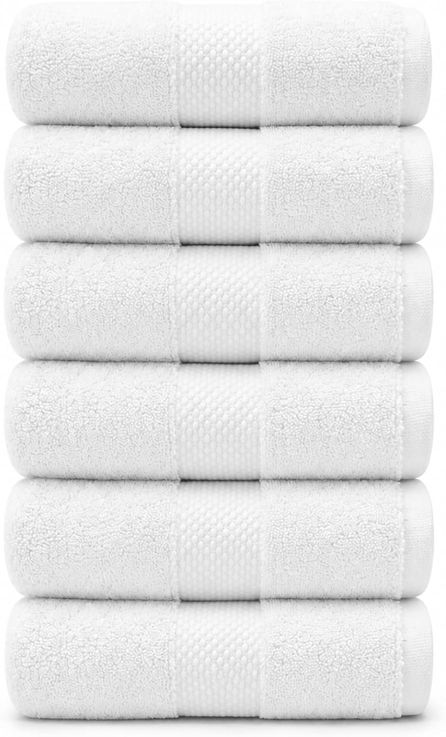 Organic Cotton Luxury Plush Bath Towels, GOTS, 6-Pack – White | GOTS & Oeko-TEX, premium soft, absorbent & quick-drying towels for bathroom, gym, spa & hotel use, 700 GSM organic cotton
