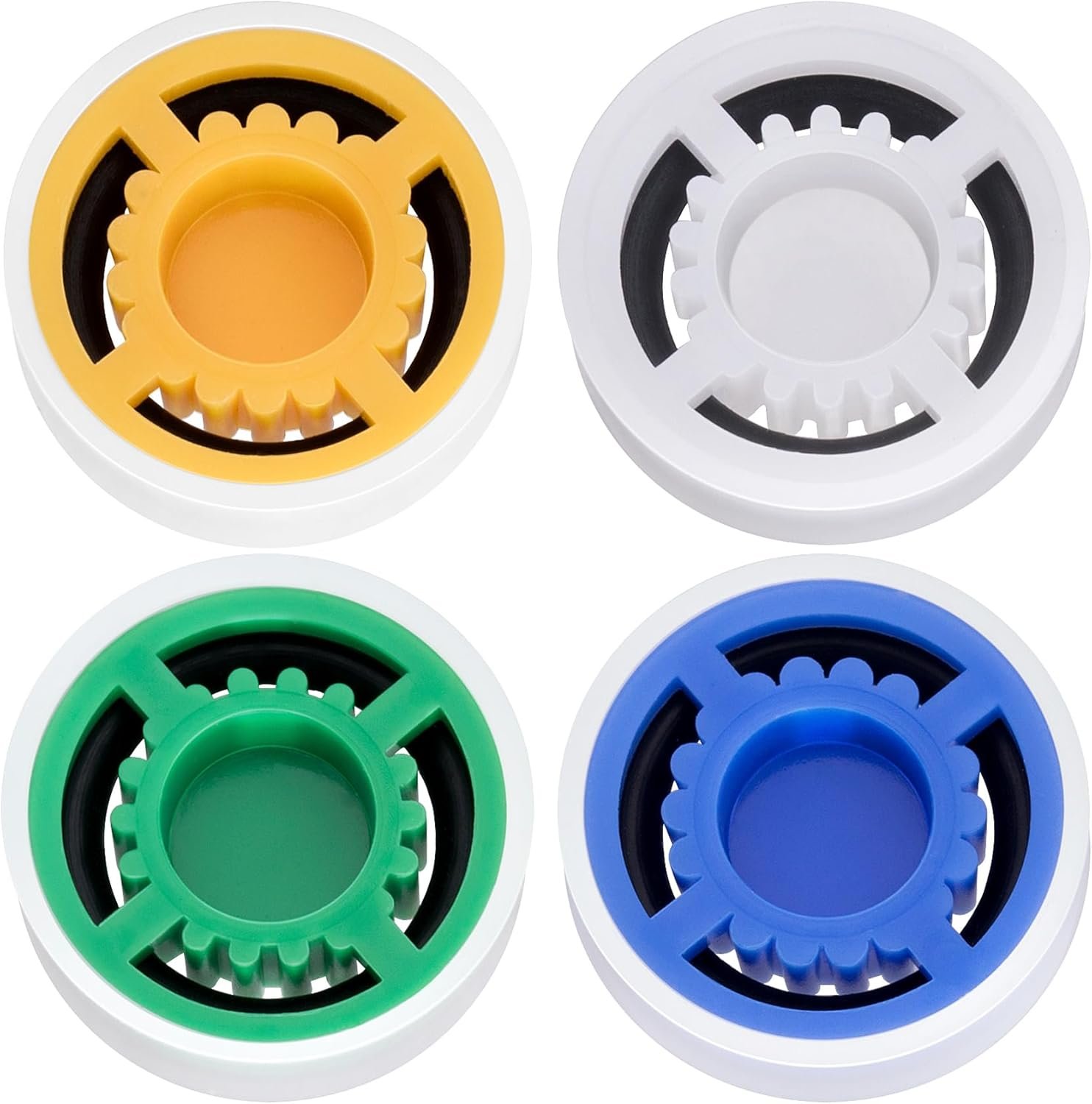 4pcs Shower Head Flow Restrictor, 1.5/1.8/2.0/2.5 GPM | Shower Head Water Saver, Plastic, 0.56 0.54 0.21 in, Universal Size, 14mm Connector