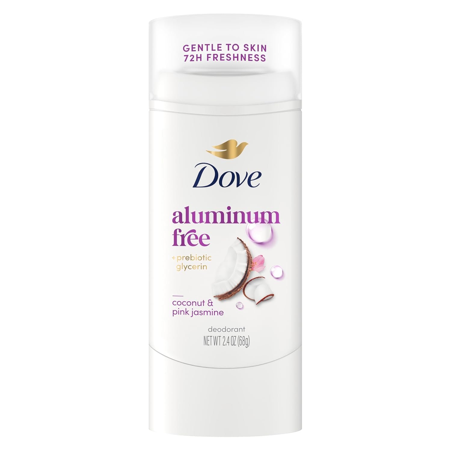 Dove Aluminum Free Deodorant Stick for Women, Coconut Pink Jasmine, 2.4 Oz | 72H Odor Protection, Coconut & Pink Jasmine