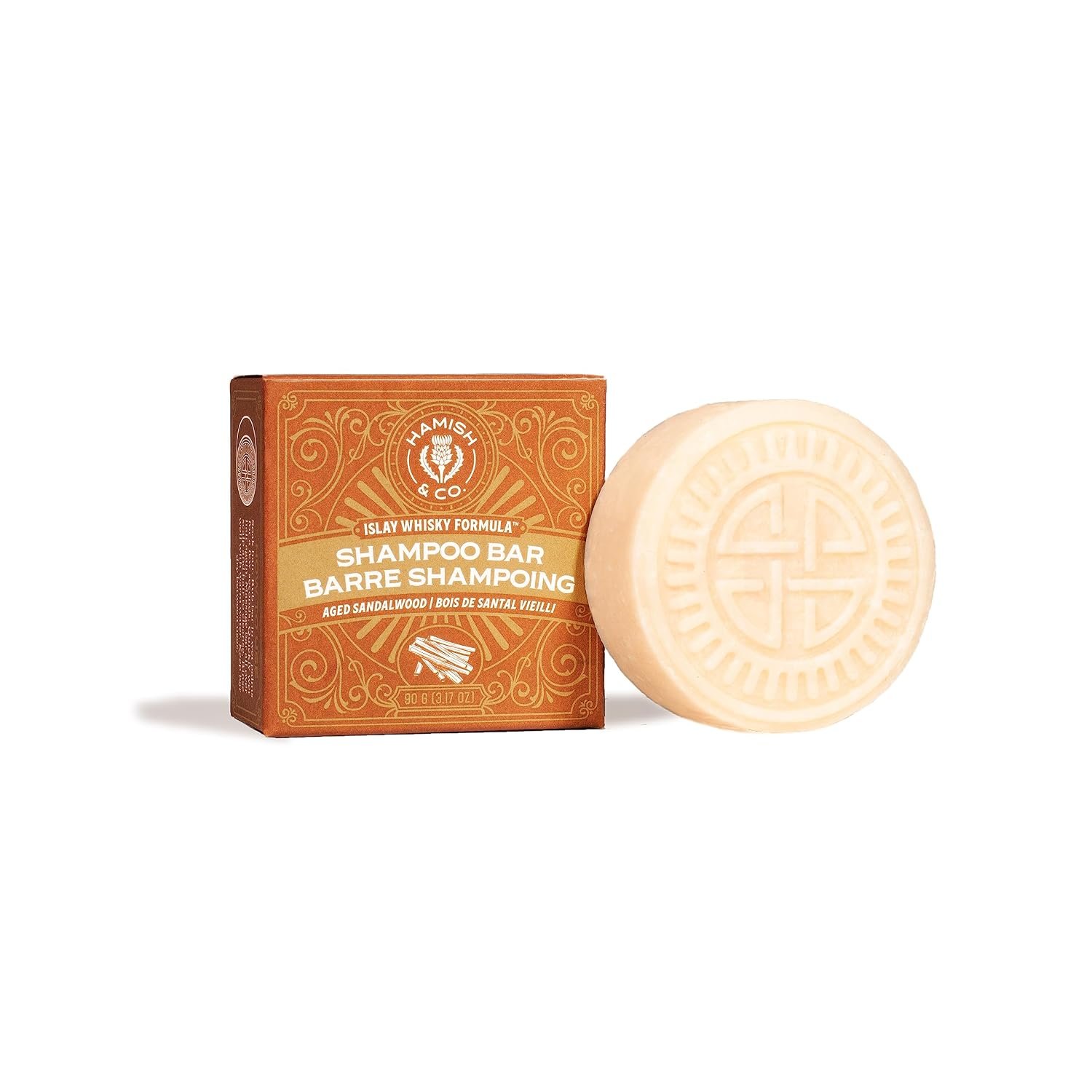 Viori Hamish & Co. Mens Shampoo Bar – Whisky-Infused, Aged Sandalwood | For men; warm sandalwood scent; Longsheng rice water & Islay Scotch whisky; sulfate & paraben-free, vegan, plastic-free