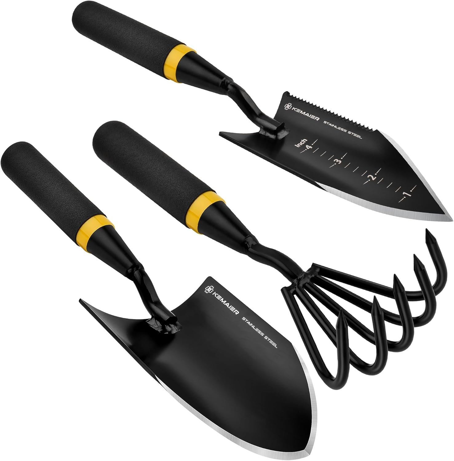 Kemaier 3-Piece Garden Tool Set, Heavy-Duty Stainless Steel Premium Tools | Effortless Digging, Precision Planting, Sharp Weeding, For Serious Gardeners And Landscapers