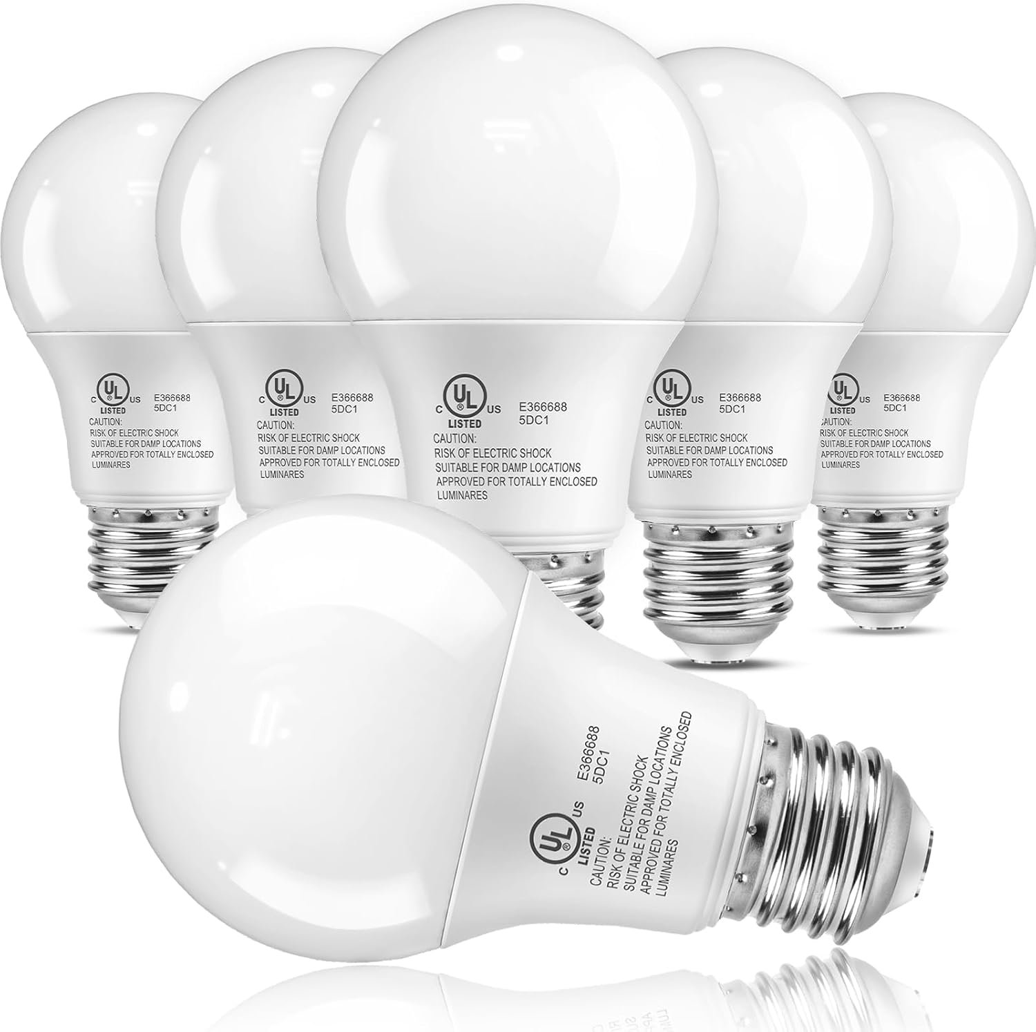 TJOY 6 Pack A19 LED Light Bulbs, 60 Watt Equivalent, Soft Warm White 3000K | 9W Energy Efficient, E26 Standard Base 120V, 800 Lumen, Non-Dimmable, UL Listed Type A Lamp for Bedroom Bathroom Indoor