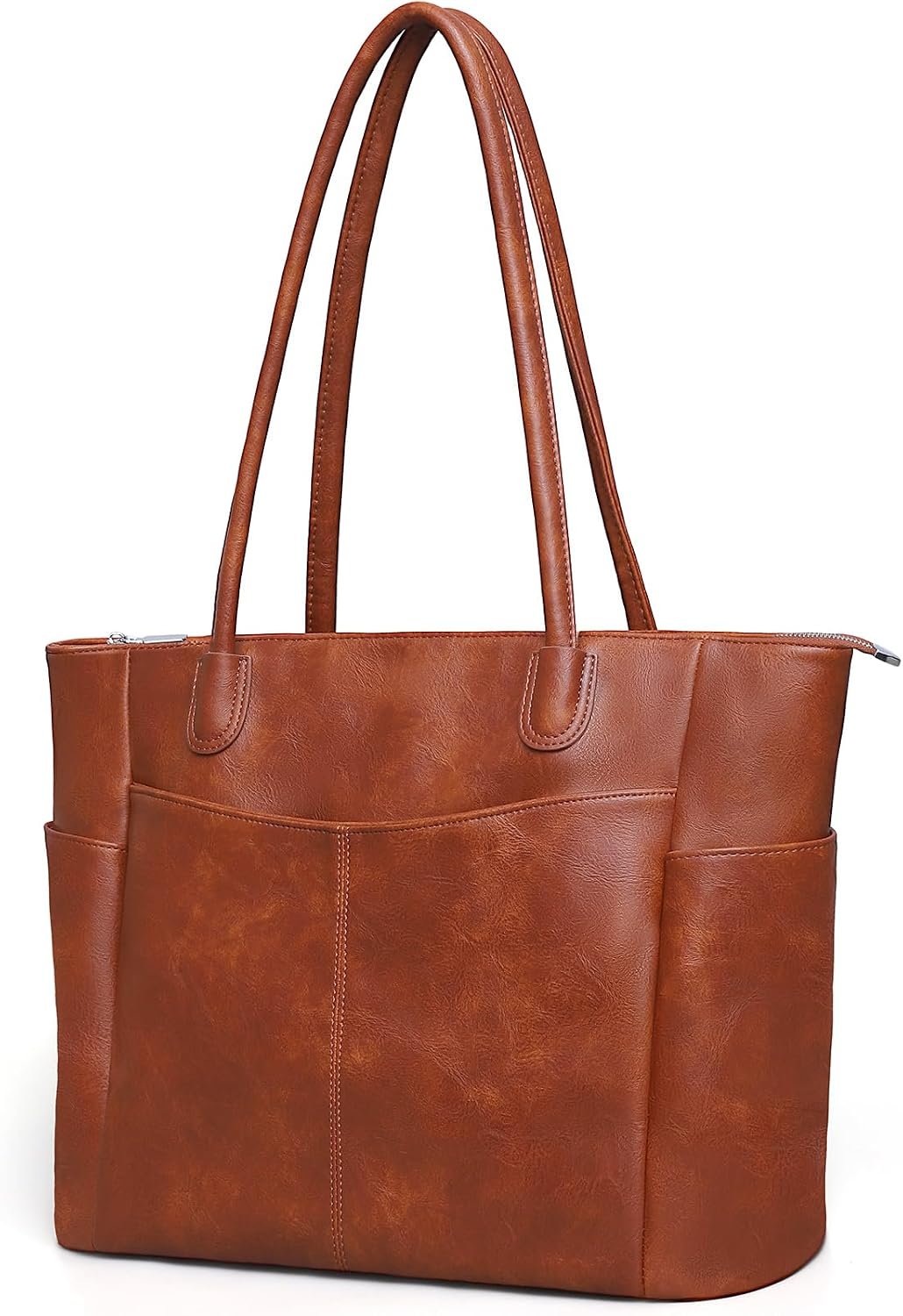 Large Tote Bag for Women Work Vegan Leather 23L Tote Purse Zipper | Ladies Handbags, Weekender Bag, Big Capacity, 2 Side Pockets, Travel, Shoulder Bag with Key Leash, Dating, Shopping, College