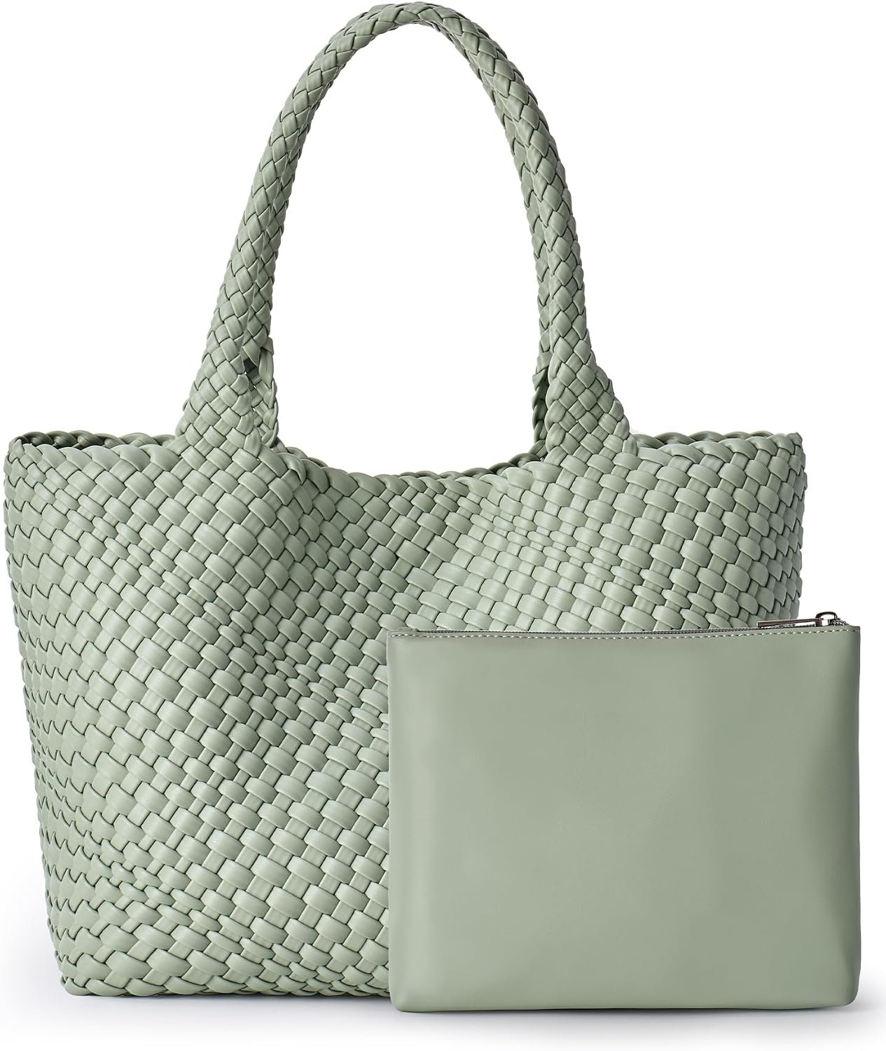 Woven Shoulder Bag for Women, Fashion Top Handle Soft Vegan Leather Shopper