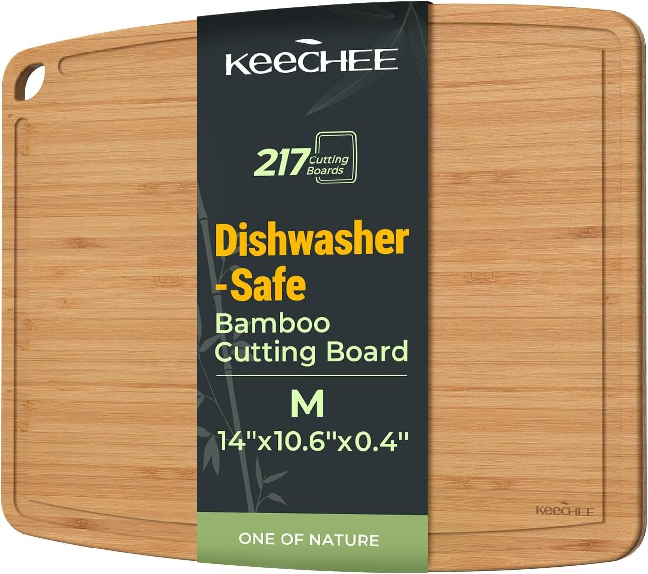 Keechee Dishwasher Safe Bamboo Cutting Board, Lightweight & Durable Wood Cutting Board, Reversible with Juice Groove, Easy to Store & Clean, Ideal Kitchen Gift for Home Cooks