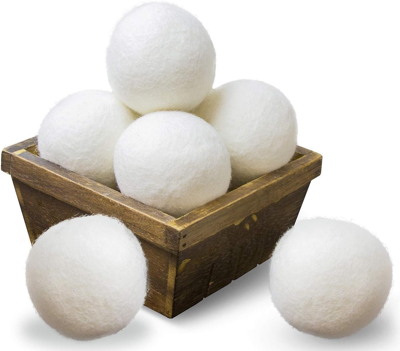 Wool Dryer Balls XL Size 6 Pack, Natural Fabric Softener 100% Organic Premium New Zealand Wool, Chemical Free and Reduces Wrinkles, 1000+ Loads, Baby Safe, Saving Energy & Time, White 6 Count