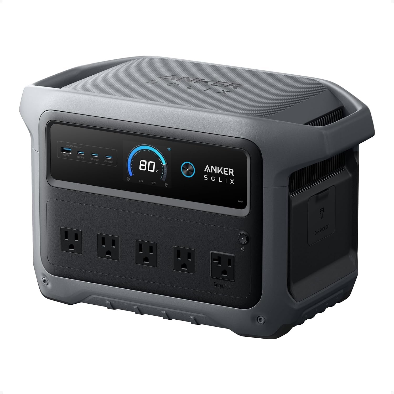 Anker SOLIX C1000 Gen 2 Portable Power Station, 1,024Wh, 2,000W, Camping | 1,024Wh LiFePO4 Battery, Full Charge in 49 Min, 2,000W Solar Generator (Peak 3,000W) for UPS, Outdoor and Emergency Use