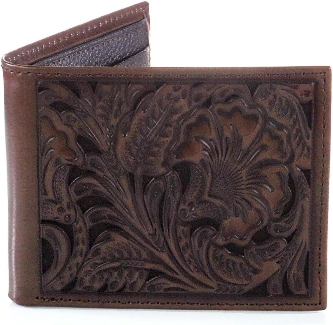 Ariat Men’s Tonal Floral Inlay Trifold Wallet