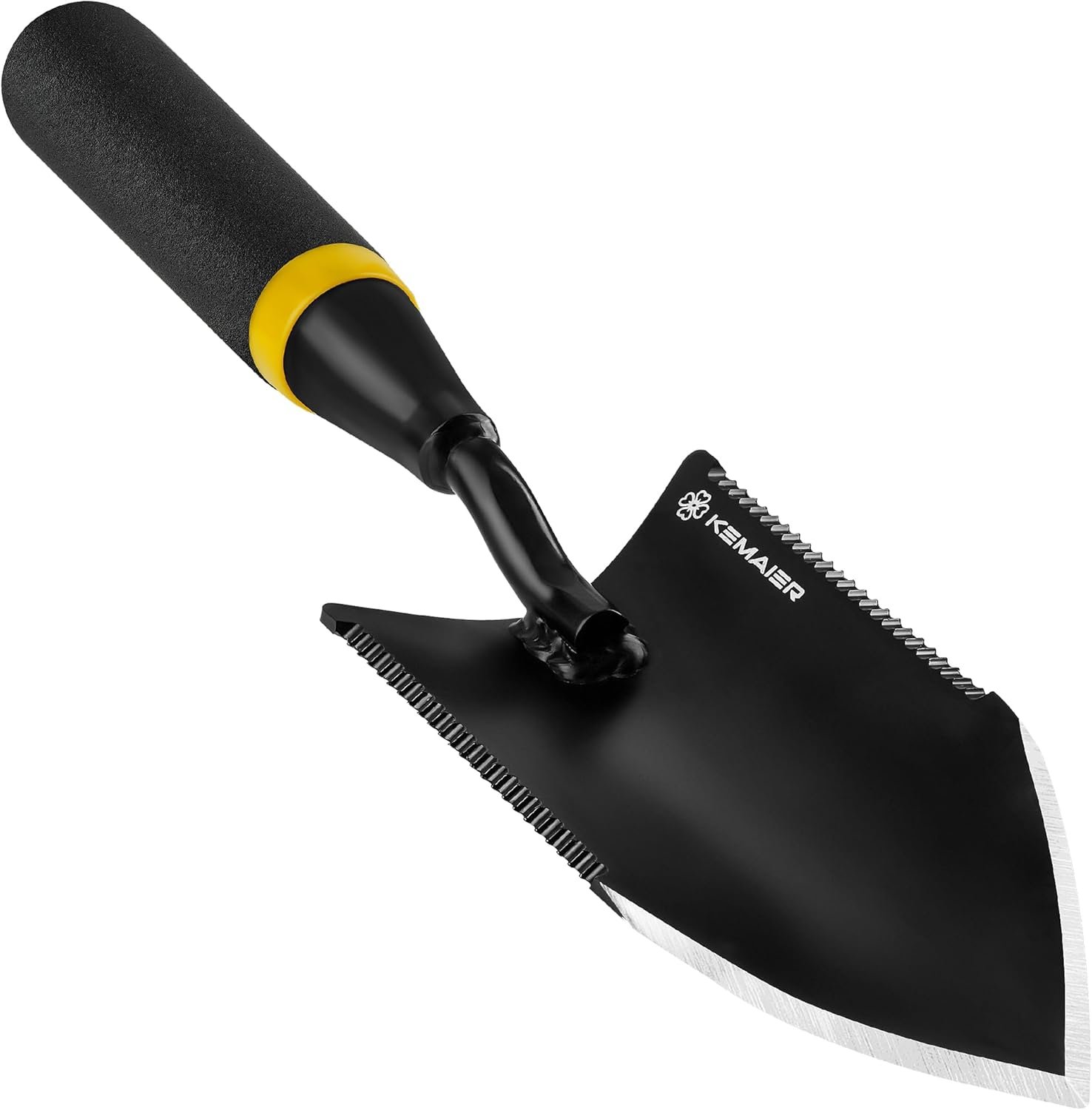 Kemaier Heavy Duty Garden Trowel, Hand Shovel Digging Tool | Dual-Sided Serrated Edge, Stainless Steel, Full Tang Handle, Sharp Blade, Non-Slip Handle, Hand-Welded, Bend-Resistant
