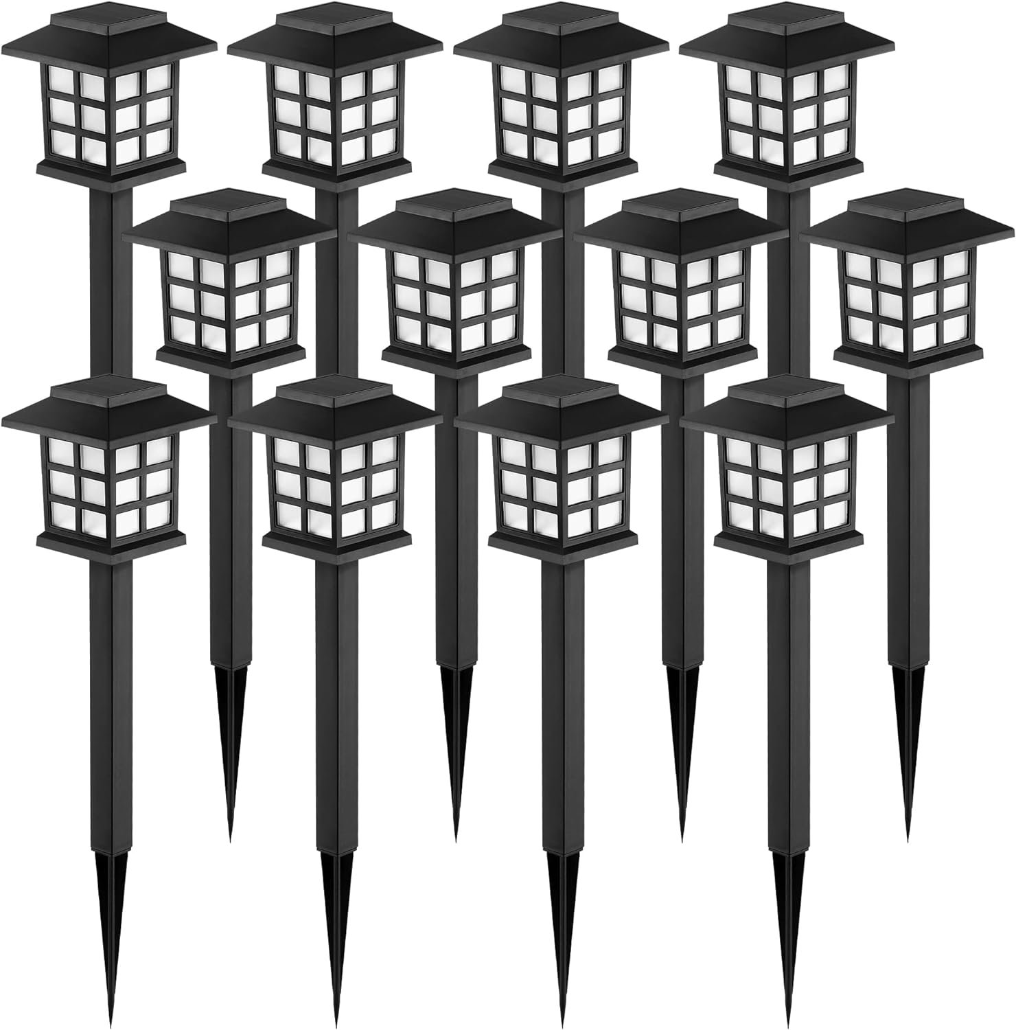 GIGALUMI Solar Lights Outdoor Waterproof 12 Pack, LED Garden Decor | Warm White LED Solar Garden Lights Outdoor Decor, 8 Hours of Landscape Lighting for Garden, House Decor