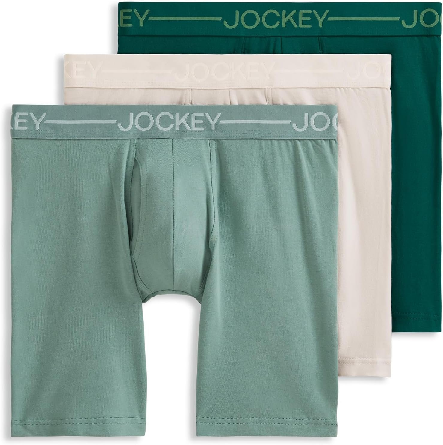 Jockey Men’s Underwear Organic Cotton Stretch 6.5″ Boxer Brief – 3 Pack