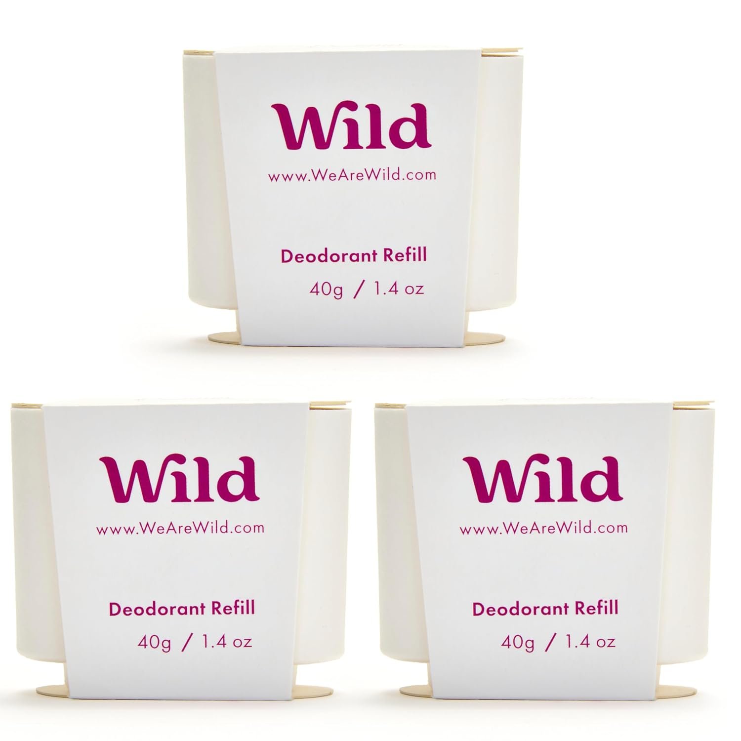 Wild Aluminum Free Refillable Deodorant – Coconut & Vanilla Trio Pack – 98% Natural Origin Derived Ingredients – Vegan Friendly Long Lasting Protection – Zero Single Use Plastic