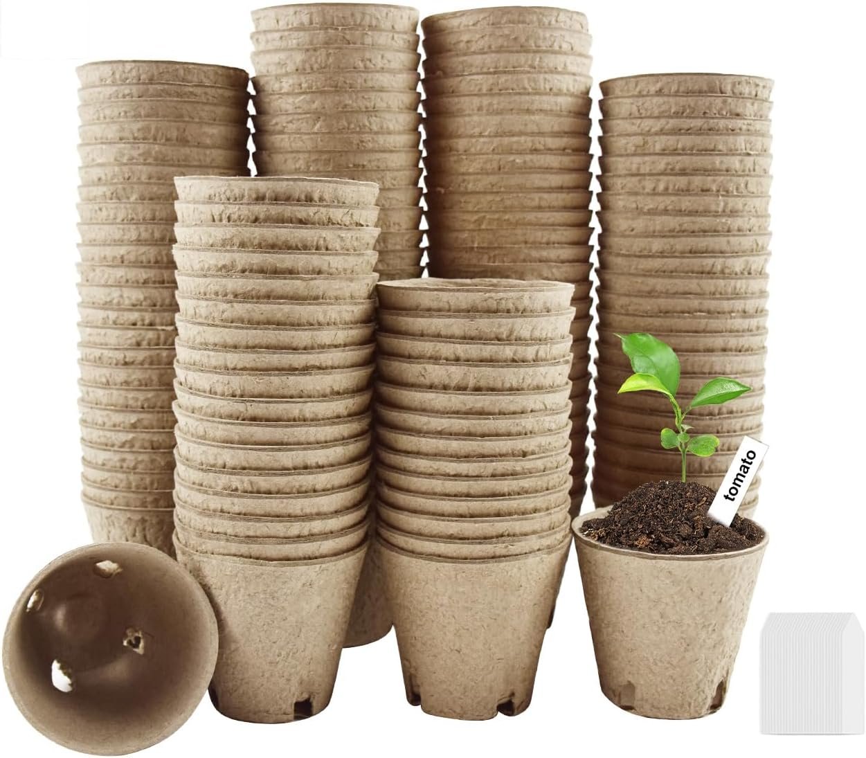 3.15 Inch Seedling Peat Pots, Biodegradable Seed Starters with Drainage Holes for Indoor Outdoor Plant Growing (50 Pack)