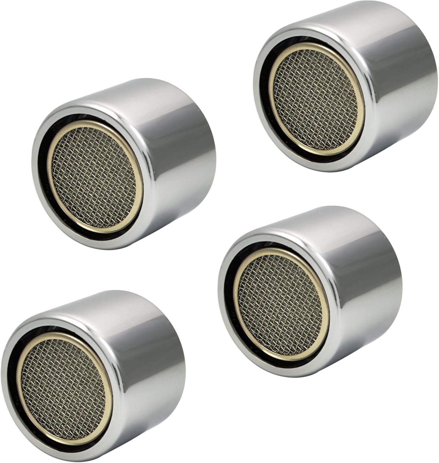 Bathroom Sink Aerator,2.2 GPM Faucet Aerator, Made of Solid Brass and Stainless Steel,55/64 Inch Female Thread Faucet Replacement with Gasket,For Kitchen and Bathroom,4PCS(Silver)