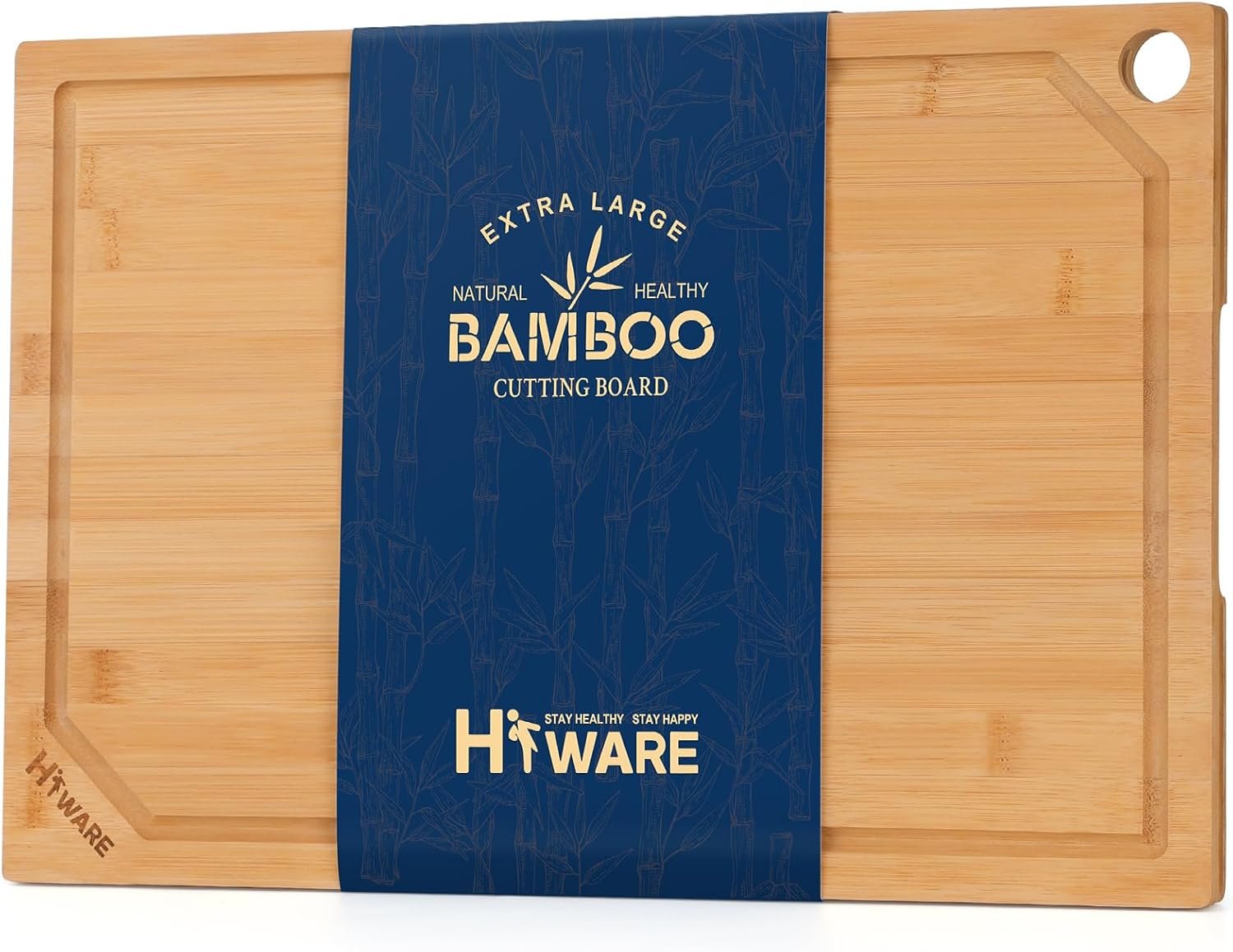 Hiware Extra Large 18″ x 12″ Bamboo Cutting Board for Kitchen, Heavy Duty Wood Cutting Board with Juice Groove, 100% Organic Bamboo, Pre Oiled