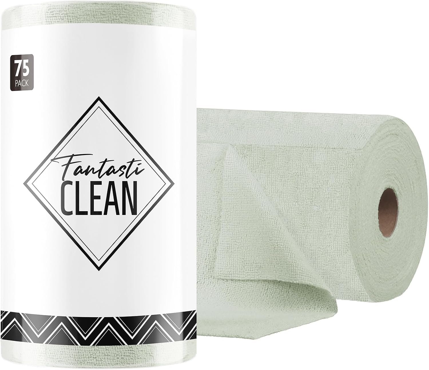 Fantasticlean Microfiber Cleaning Cloth Roll- 75 Sheets, 12″x12″(MossGreen) | Super Absorbent, Lint-free, Tear-away Microfiber Towel Roll, for All-Purpose Cleaning, Reusable Alternative to Paper Towels