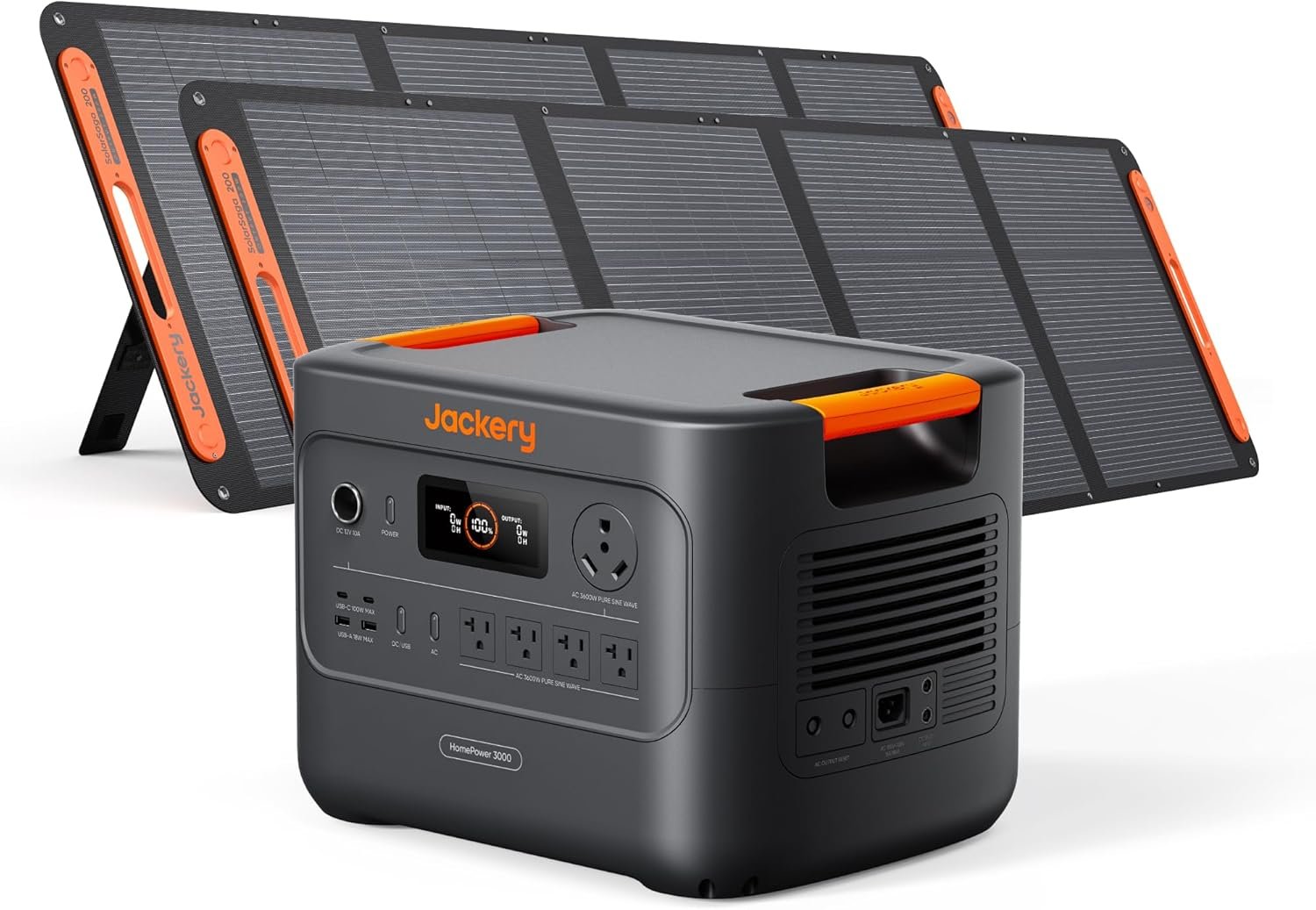 Jackery HomePower 3000 and 2x200W Solar Panels, 3072Wh, 3600W AC Output | 7200W Surge, LFP Battery, Solar Generator, Essential Backup for Home Use, Power Outage, RV, Emergencies