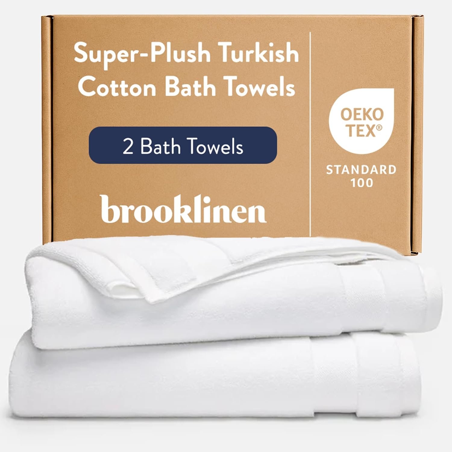 Brooklinen 100% Turkish Cotton Bath Towels Spa-Quality Cotton – Set of 2, White