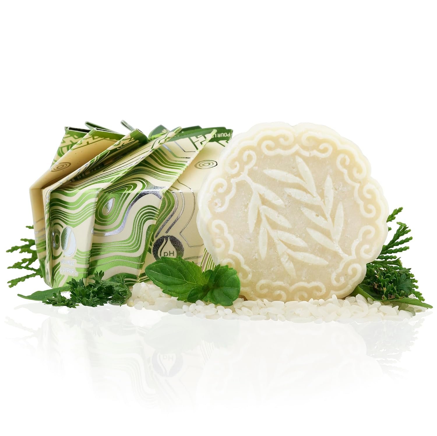 Viori Tea Tree Mint Shampoo Bar for Oily Scalp – Essential Oil, Rice Water | Cooling tea tree & mint scent; sulfate-free, handcrafted with Longsheng rice water; vegan, plastic-free, travel-ready