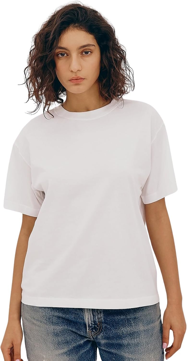 Organic Basics Women’s True Boxy Cotton Short Sleeve Tee Shirt
