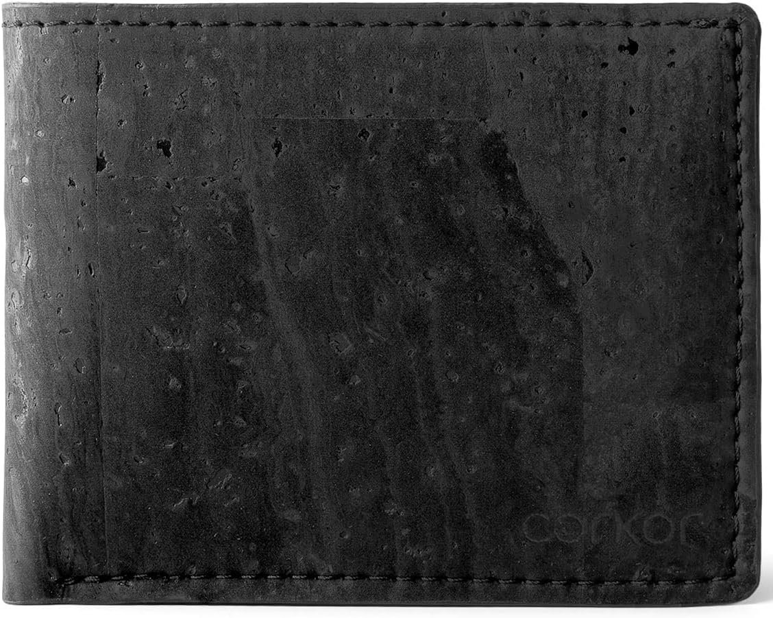 Cork Wallet Men Bifold Slim Minimalist Small Vegan Non-Leather