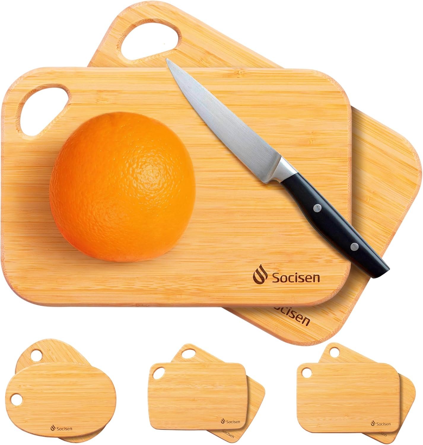2 Pack Small Bamboo Wood Cutting Board for Kitchen 8.6″ x 6″ Mini Wooden Charcuterie Boards Lightweight Chopping Board Non Toxic Serving Board Tiny Chef Set Camping Fruit Lemon Sandwich Cheese Board