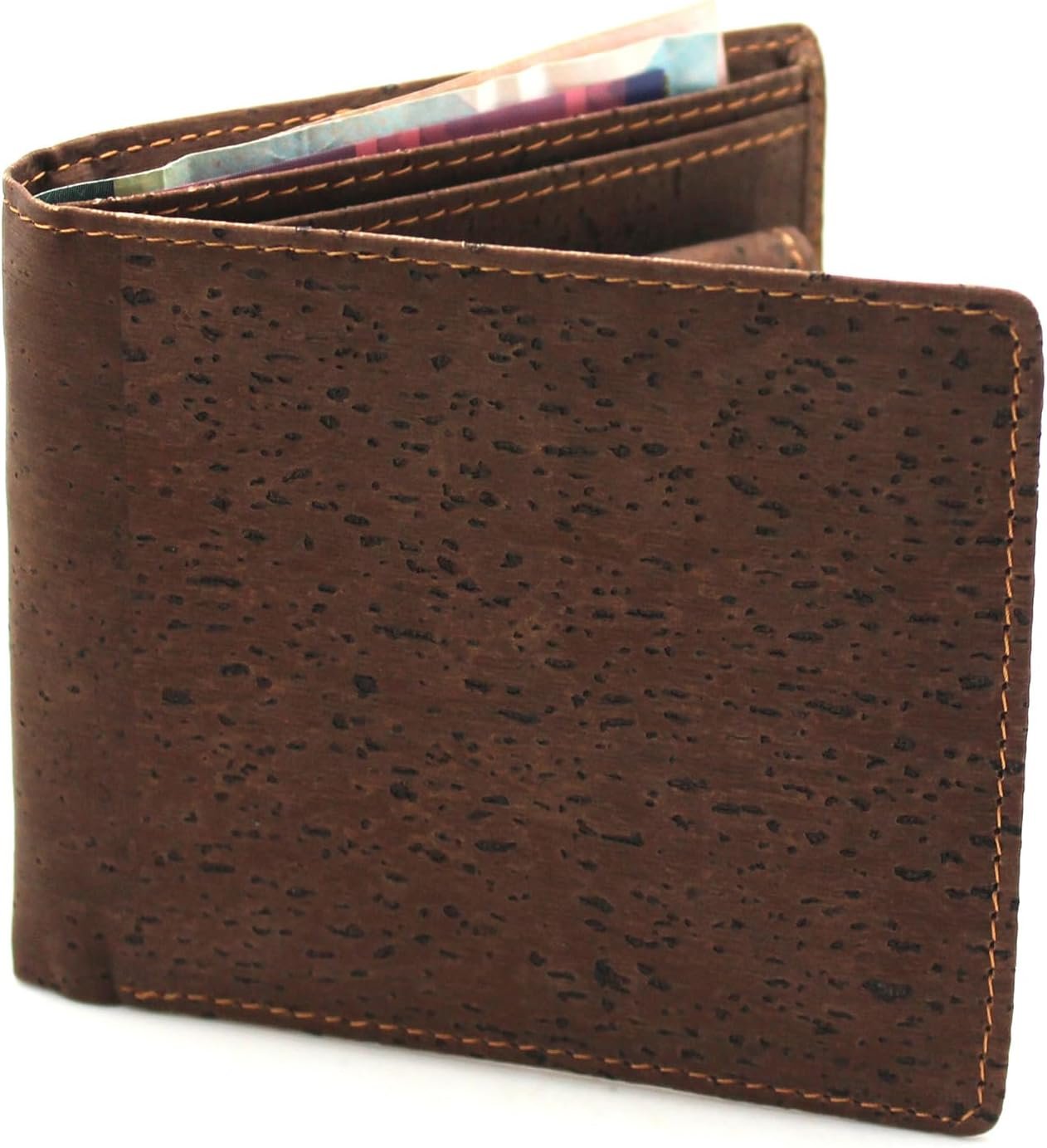 boshiho RFID Blocking Cork Wallet, Slim Bifold Vegan Coin Purse Vegan Gift for Men and Women (Dark Brown)