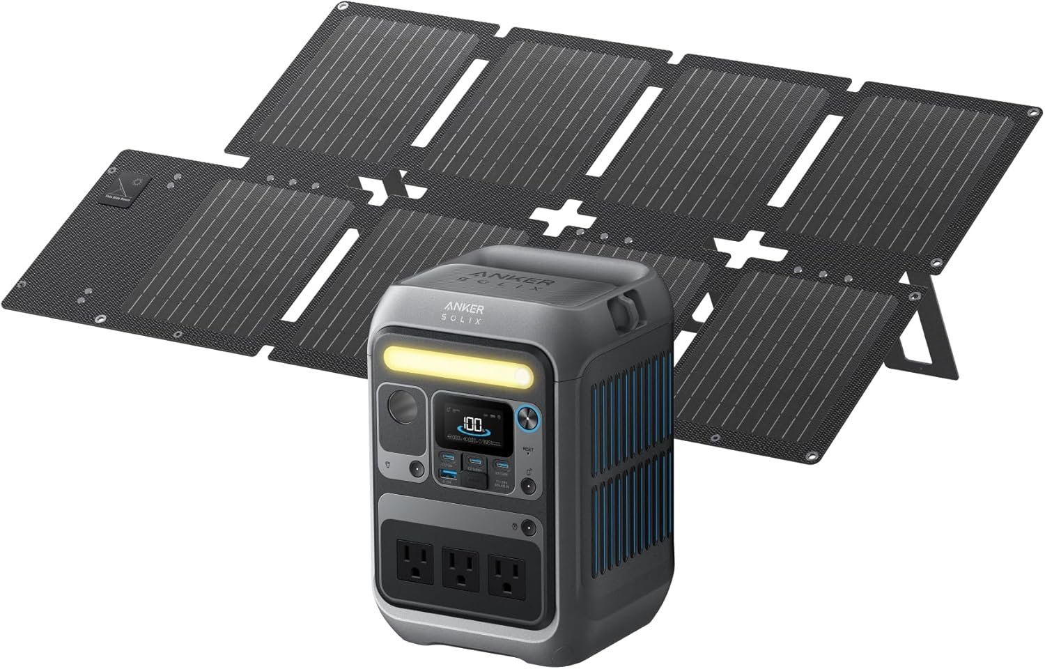 Anker SOLIX C300 Portable Power Station with 60W Solar Panel, 288Wh, 300W | 288Wh LiFePO4 Battery, 300W (Peak 600W), 140W Two-Way Fast Charging, Solar Panel-Ready, for Outdoor and Emergency Use