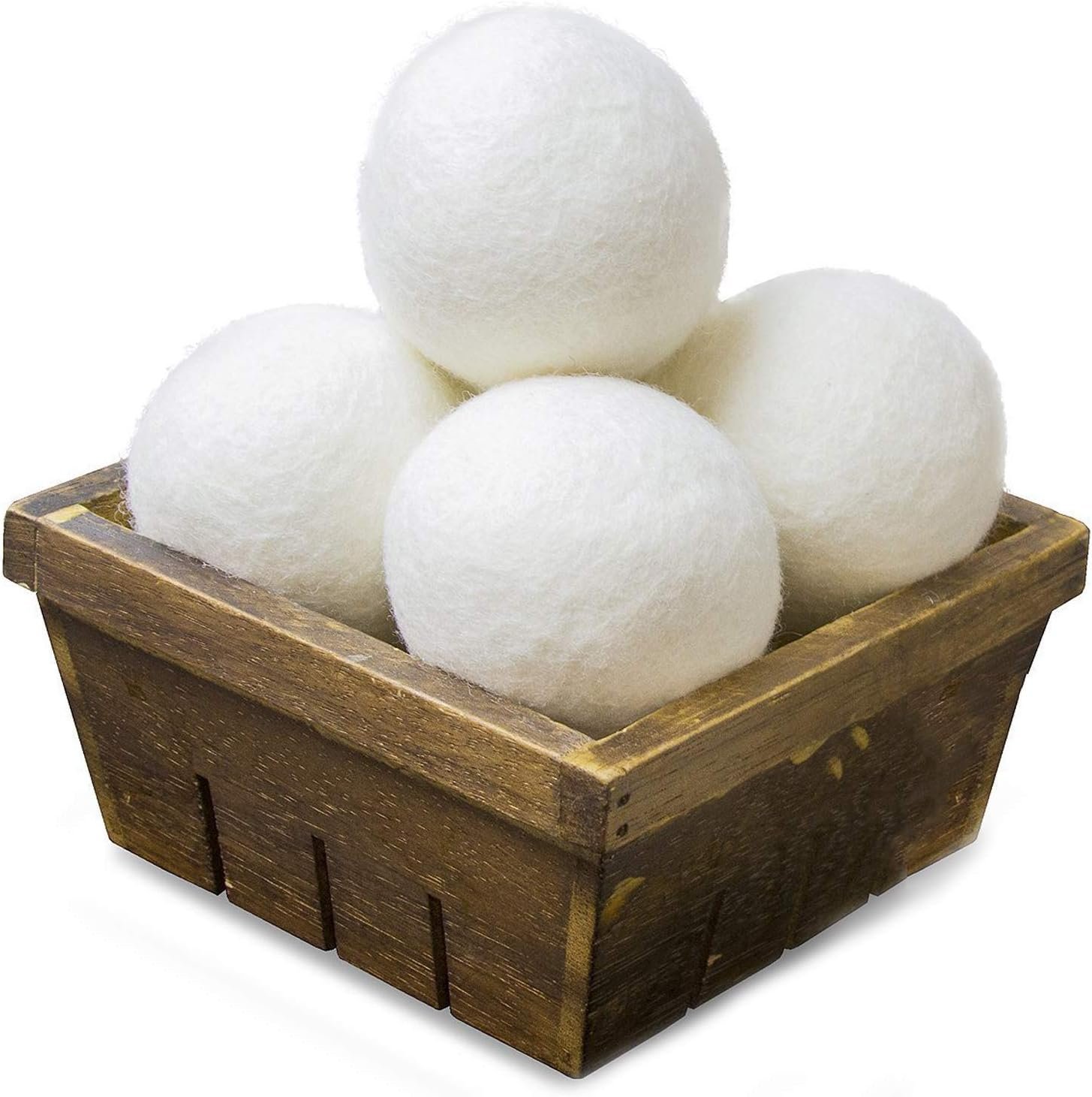 Wool Dryer Balls Natural Fabric Softener and 100% Organic, Chemical Free and Reduces Wrinkles. Saving Electricity and Drying Time XL Size 4 Pack White 4 Count