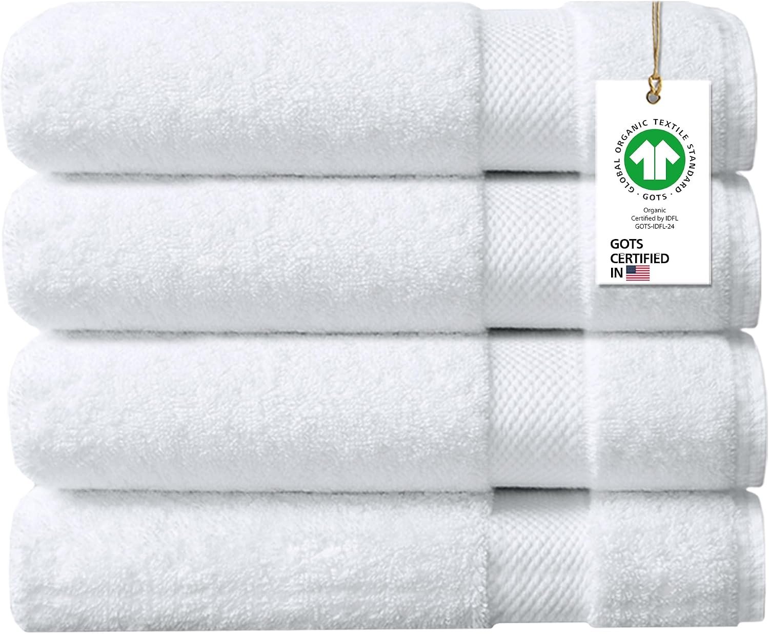 100% Organic Cotton Towels 650 GSM Plush Feather Touch Quick Dry Bath Towel, Pack of 4 GOTS Certified, Oeko-Tex Green Certified, Organic Cotton Bath Towel, 30″X58″