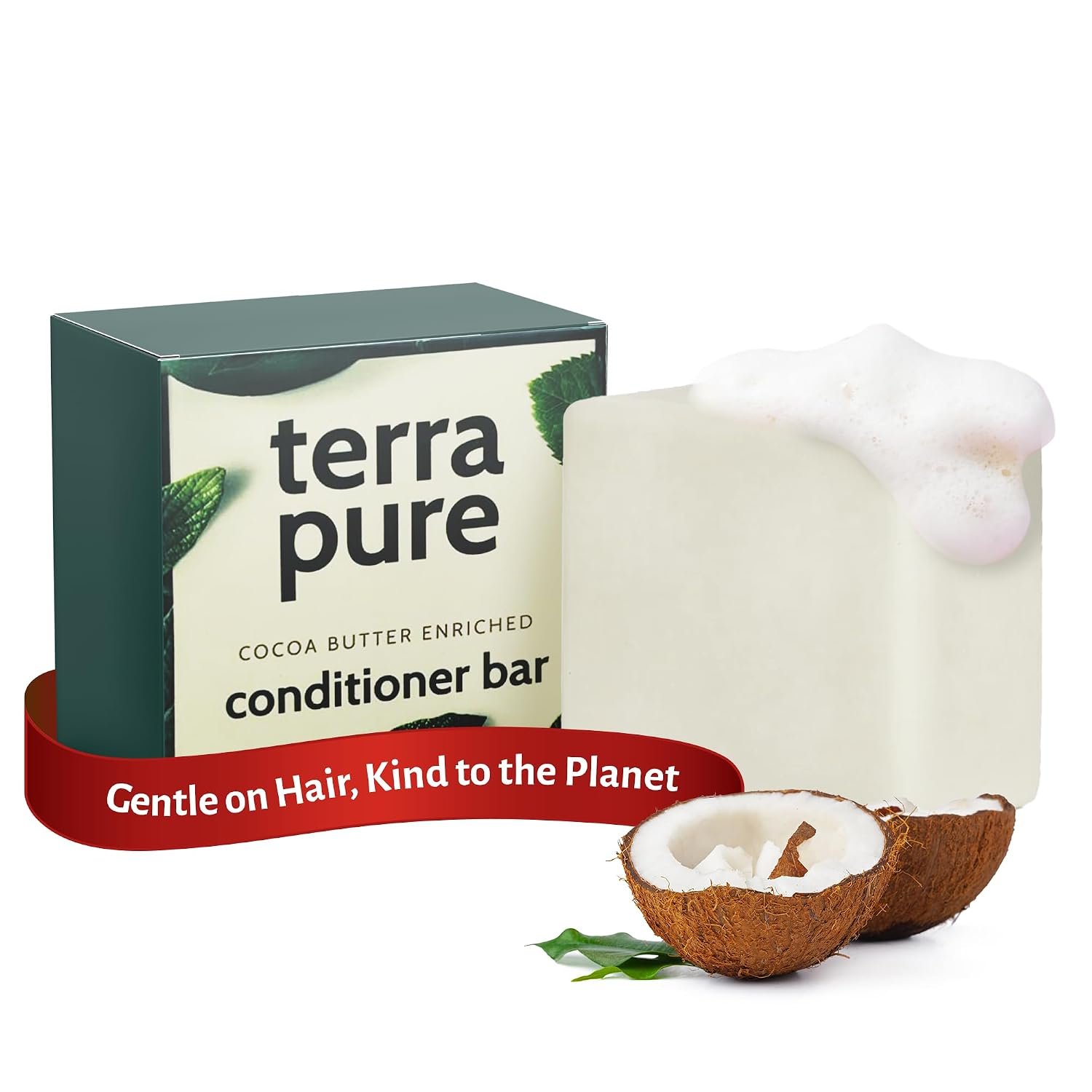 Terra Pure Conditioner Bar, Plastic-Free, Vegan, 1 Count | Bulk Toiletries, Guest Amenities, Hospitality Supplies, Hotels, Resorts, Motels, Cocoa Butter Enriched by 1-Shoppe