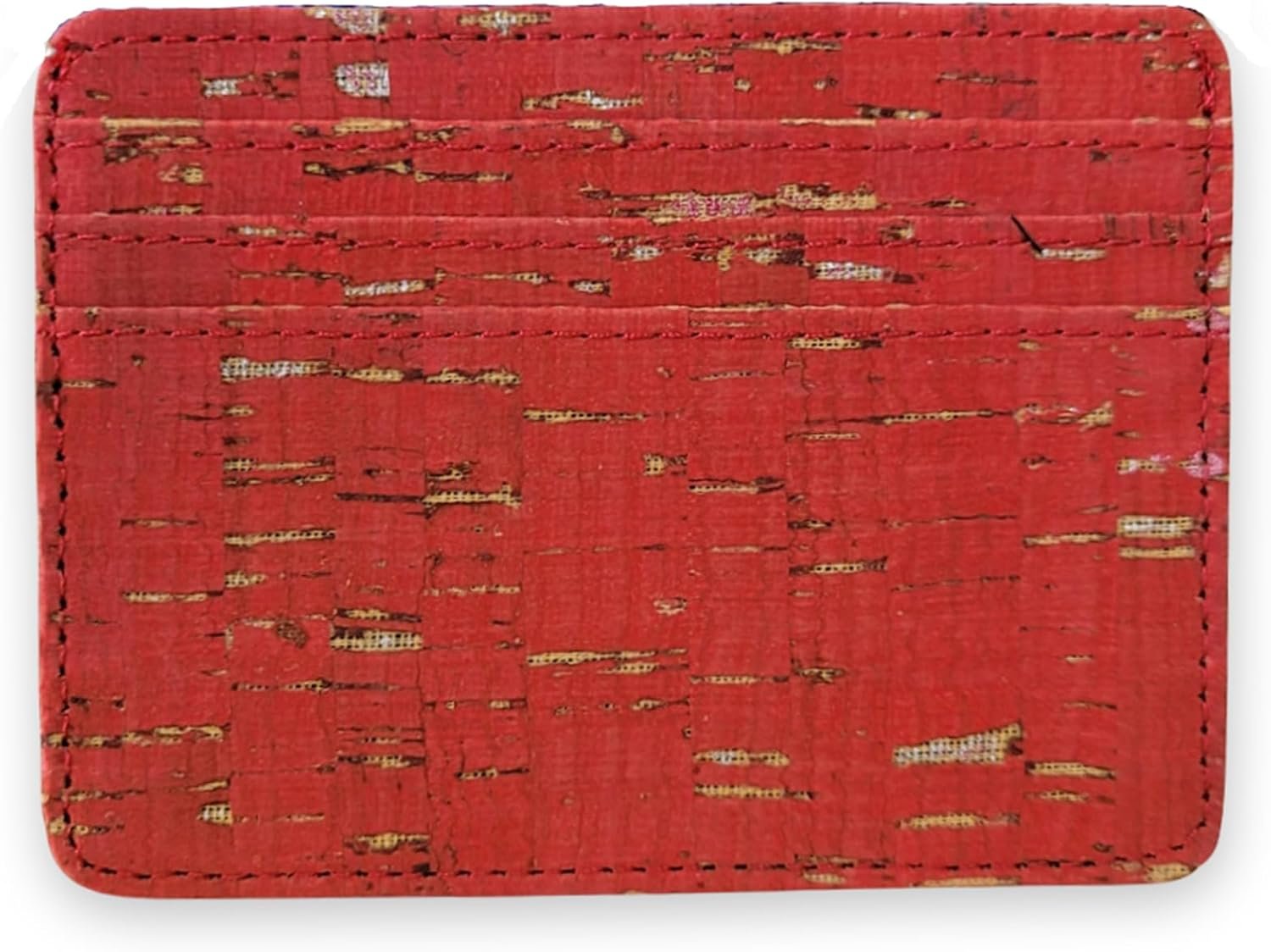 Slim CORK Wallet Minimalist Credit Card Holder Slim Wallet in Red – Vegan Cork Fabric from Portugal