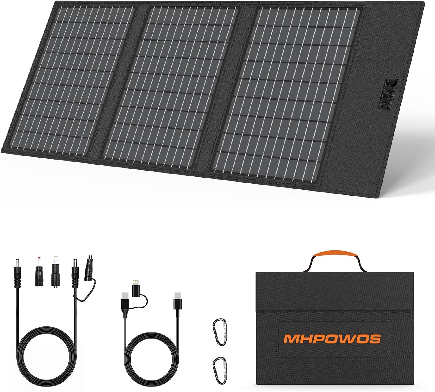 45W Portable Solar Panel Charger with USB-C, USB-A and DC Outputs | IP67 Waterproof, Folded Solar Charger with Adjustable Kickstand, Mini Charger for Phones, Power Bank, Camping, Backpacking