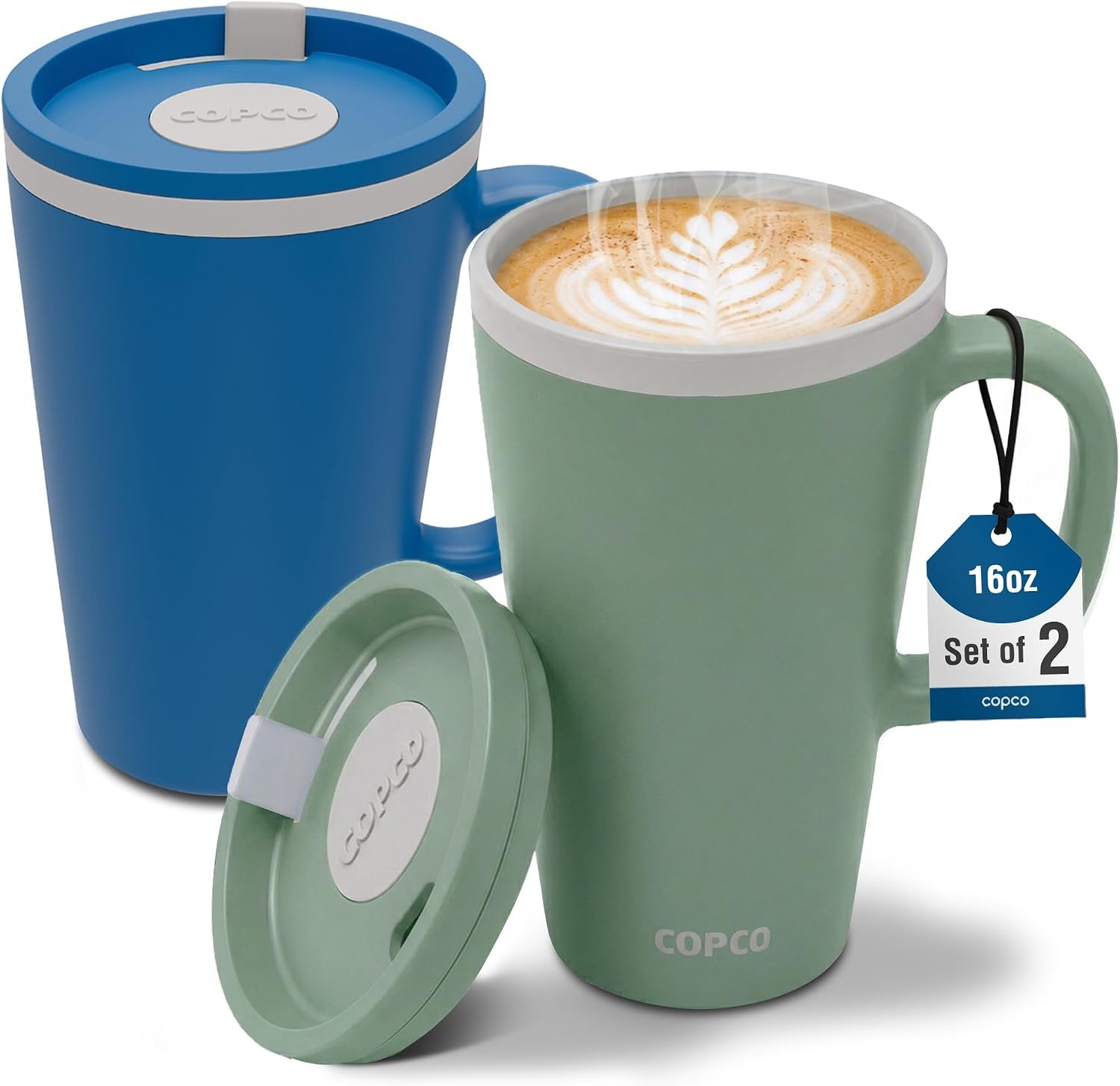 Copco Cone Cone Desk Mug 16 Oz – Blue & Green, Set of 2