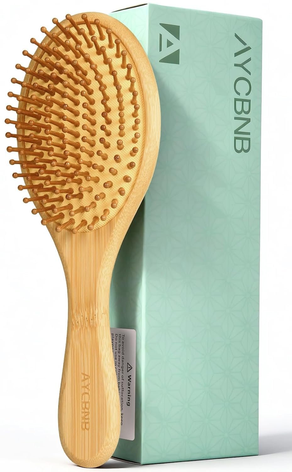 AYCBNB Bamboo Hair Brush for Hair Growth, Detangler Hairbrush with Natural Bamboo Bristles, Wooden Paddle Brush for Scalp Massage, All Hair Types, for Women, Men, and Kids | Natural bamboo bristles reduce breakage & frizz – smooth for men, women, kids