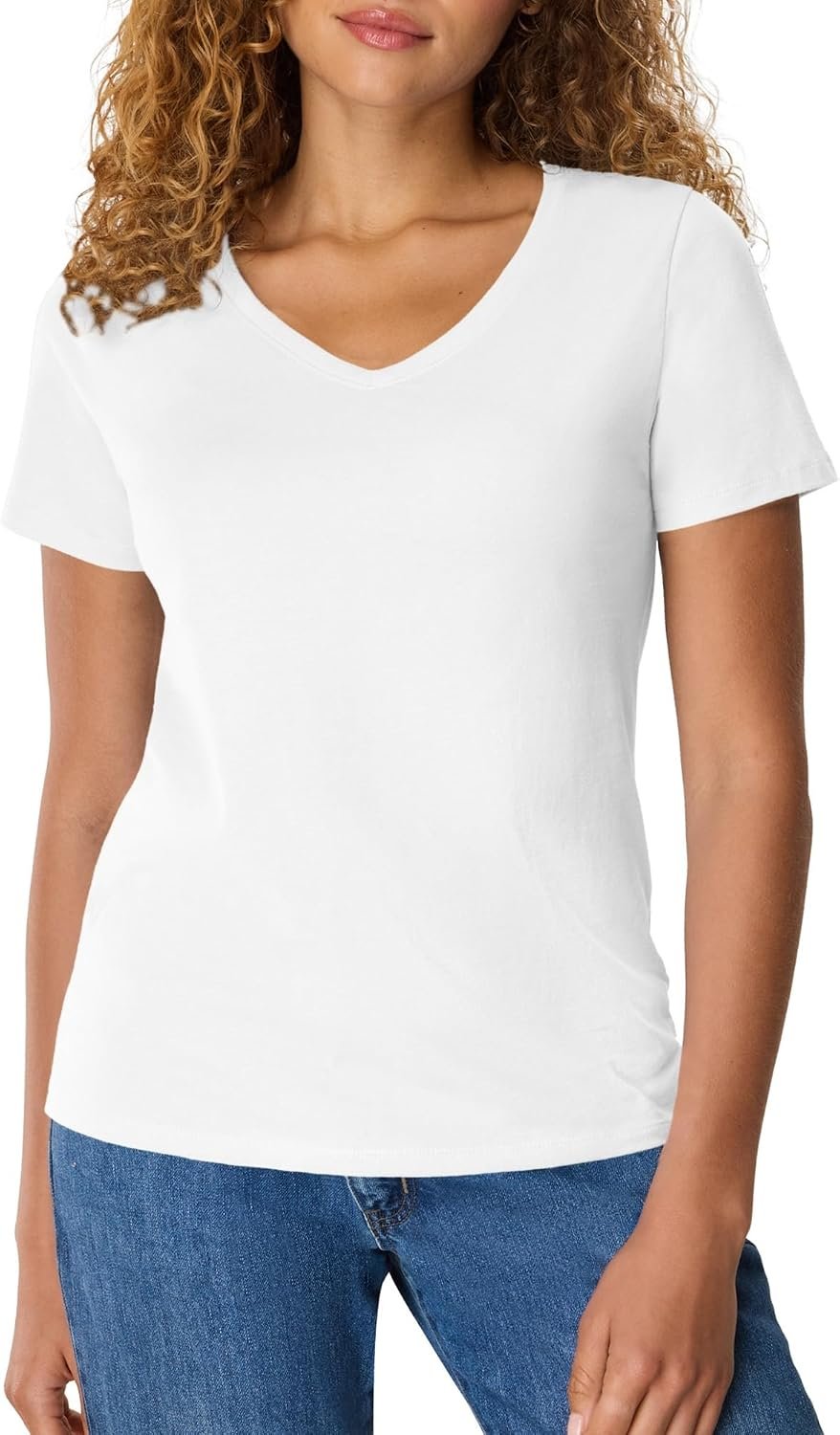 Hanes Women’s Perfect-T V-neck T-shirt, Cotton Short Sleeve Tee for Women, 1 or 2-Pack