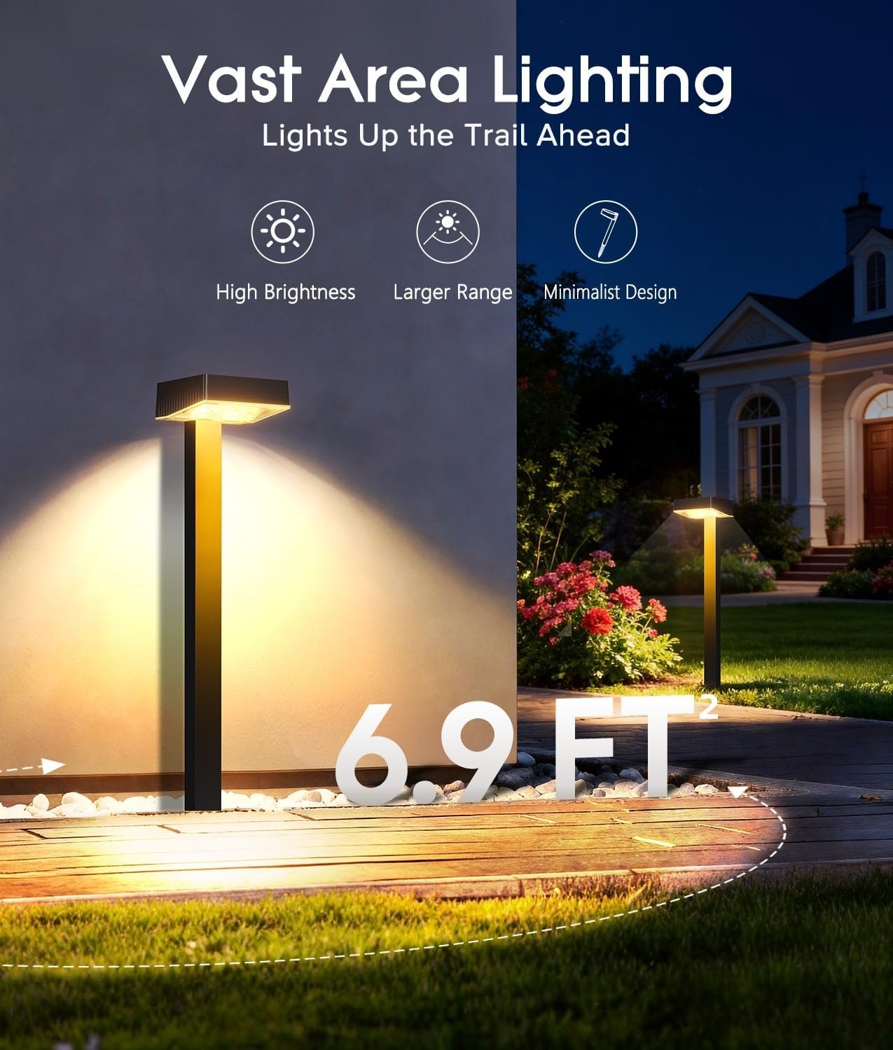 ELECLINK Solar Pathway Lights Outdoor, 8 Pack Garden Lights Solar Powered Path Lights with Larger LED Lens, 2 Light Modes Waterproof Outdoor Solar Light for Yard Driveway Walkway Landscape, Warm White