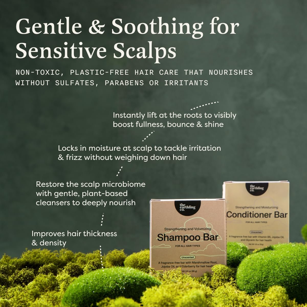 The Earthling Co. Conditioner Bar – Promote Hair Growth, Strengthen & Moisturize All Hair Types – Paraben & Sulfate Free Formula with Natural Ingredients for Dry Hair (Fragrance Free, 1.8 oz)
